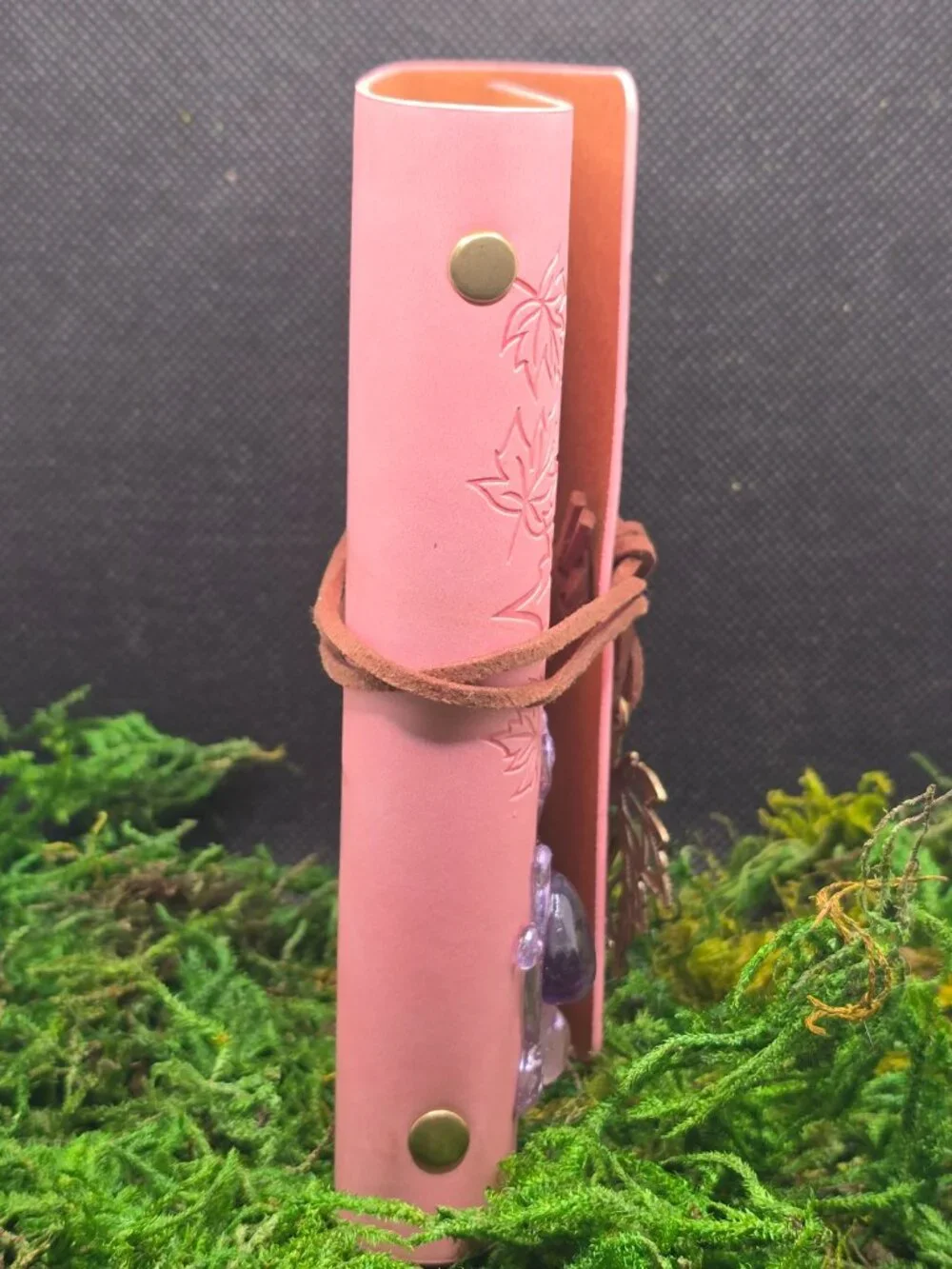 Pink Faux Leather Crystal Journal | Amethyst Rose Quartz Aventurine